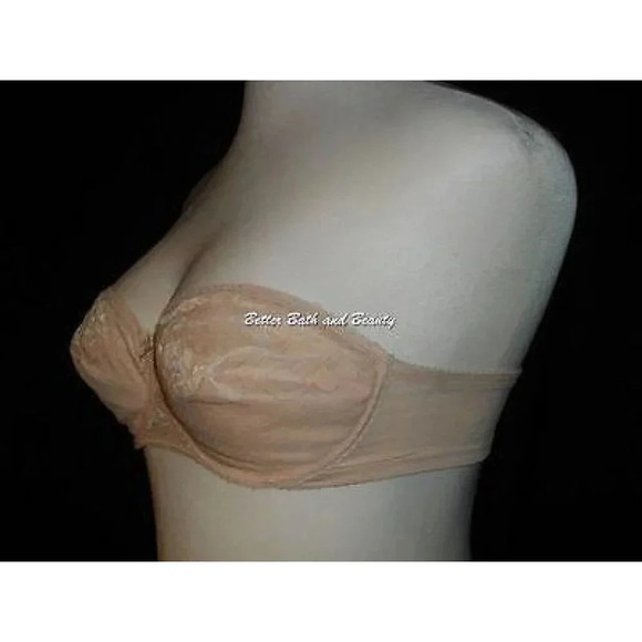 38B Maidenform 4155 Pretty Shapely Lace Strapless Bra Nude  Gently Pre-owned, Ex - Picture 2 of 3